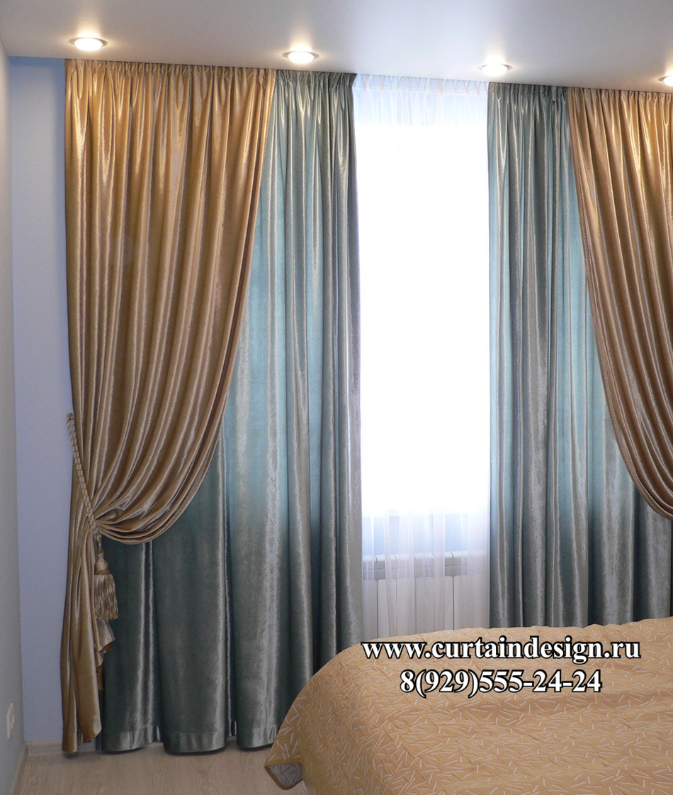 двойные шторы из бархата с блеском для спальни на заказ