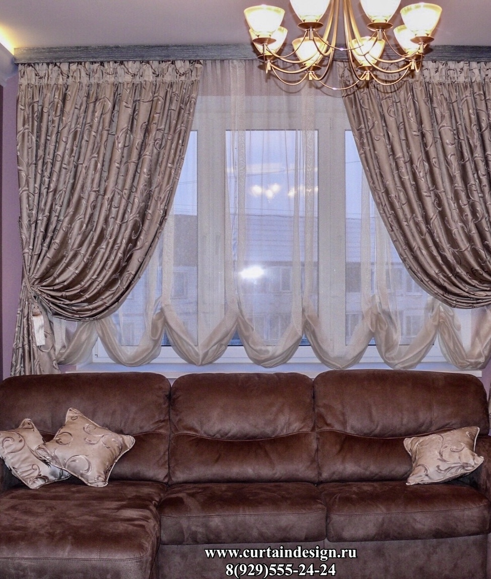 австрийская штора с портьерами для гостиной на заказ в москве австрийская штора с портьерами для гостиной