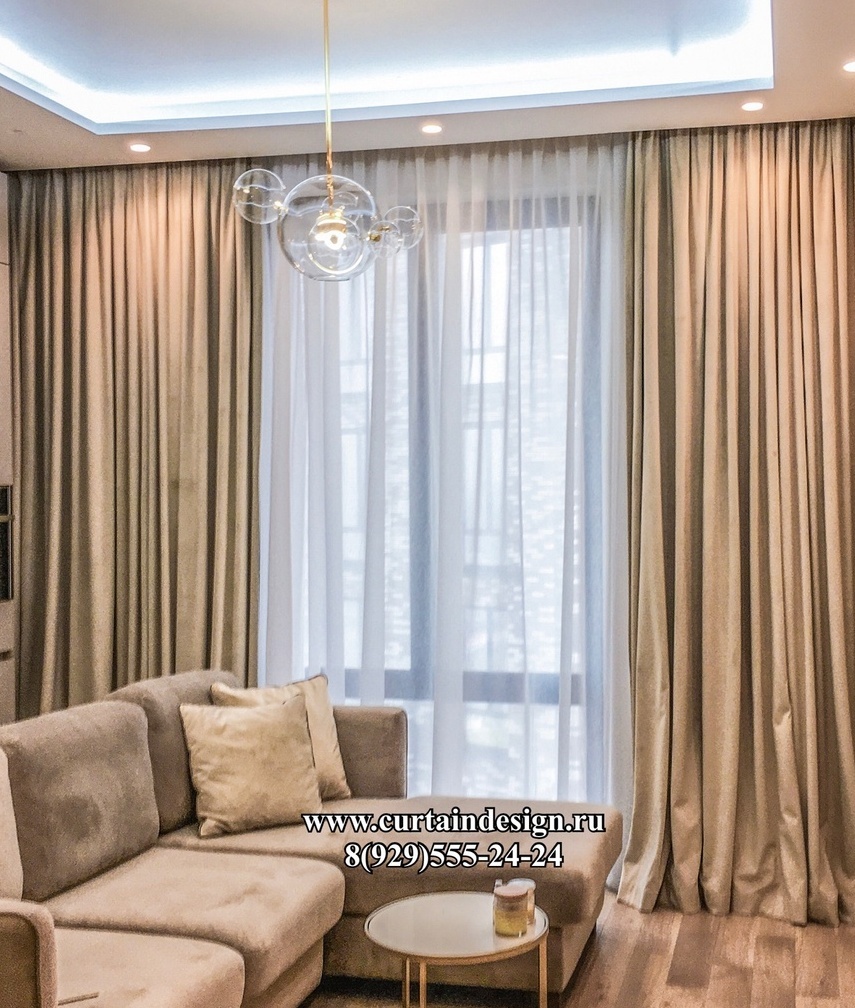 шторы из светло-бежевого бархата для гостиной на заказ в москве шторы из светло-бежевого бархата для гостиной
